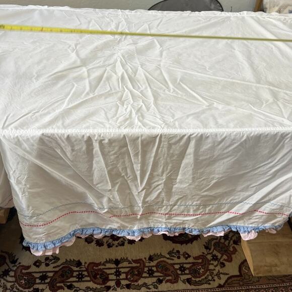 Pottery Barn Kids Bed Skirt Twin Pleated Colorful Embroidered Ruffle 100% Cotton - Picture 3 of 9